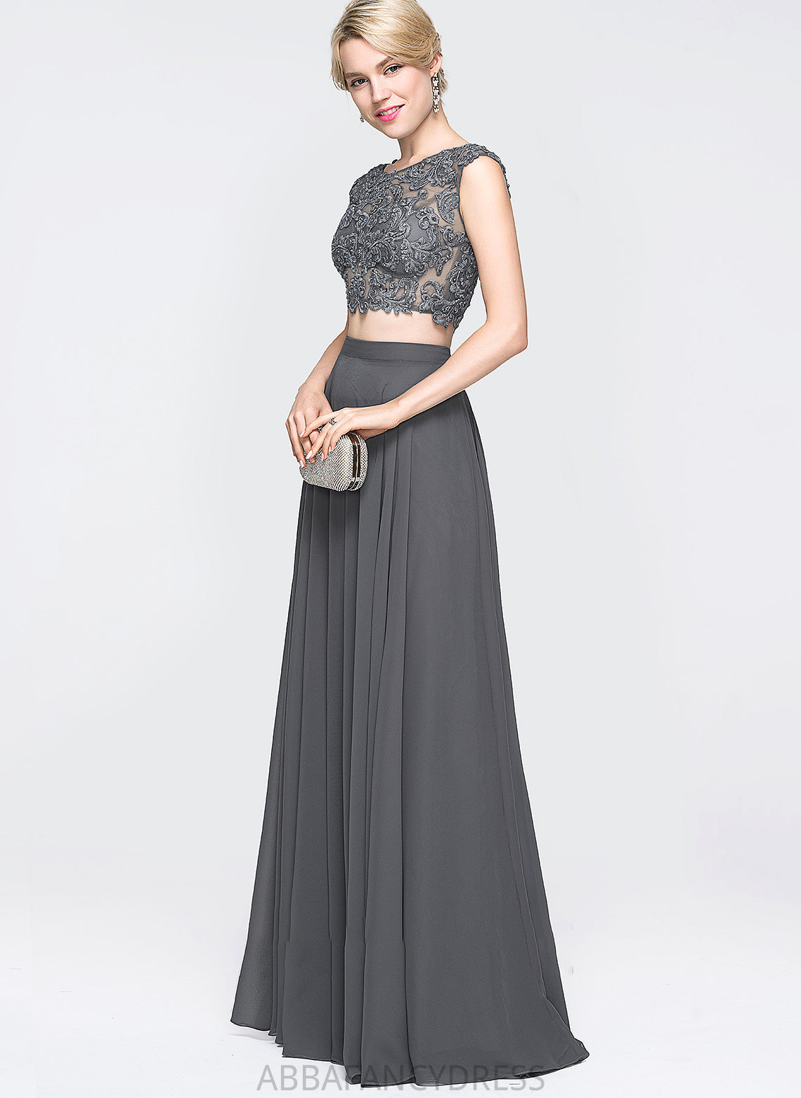 With Sequins Scoop Prom Dresses Chiffon Beading A-Line Floor-Length Neck Miah