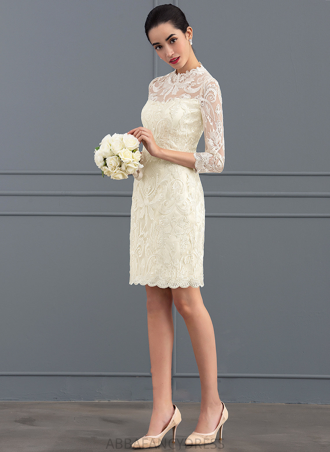 Lace Knee-Length Wedding Neck High Wedding Dresses Chloe Dress Sheath/Column