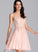 Beading Maia Sequins A-Line With Prom Dresses Short/Mini V-neck Tulle
