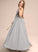 A-Line Bow(s) Chiffon With Neck Ruffle Junior Bridesmaid Dresses Scoop Karina Floor-Length