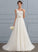 Wedding Dresses With Train A-Line Bow(s) Organza Sweep V-neck Wedding Dress Beading Madelyn