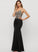 V-neck Beading Sequins Anne With Stretch Trumpet/Mermaid Floor-Length Crepe Prom Dresses