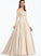 Off-the-Shoulder Mercedes Sequins Ball-Gown/Princess With Prom Dresses Train Satin Sweep