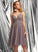 Prom Dresses Sequins Knee-Length Tulle V-neck With A-Line Kiera Beading