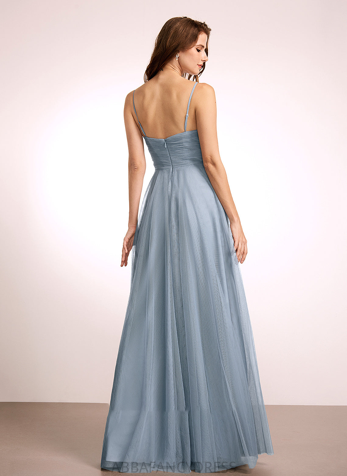 Length Floor-Length V-neck Lace Fabric Embellishment Silhouette Neckline A-Line Nayeli V-Neck Empire Waist
