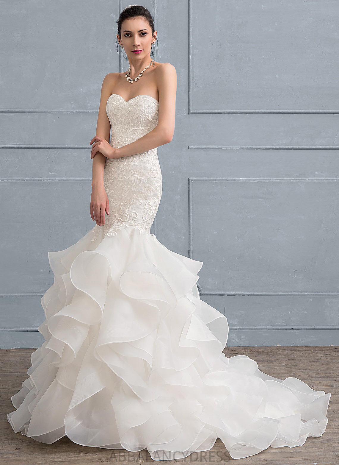 Lace Sweep Dress Kayden Organza Sweetheart Wedding Dresses Train Trumpet/Mermaid Wedding