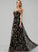Ball-Gown/Princess Beading Lace Floor-Length Prom Dresses V-neck With Danica