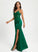 With V-neck Sequins Prom Dresses Amina Lace Floor-Length Sheath/Column Satin
