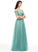 Scoop Annabelle Neck Ball-Gown/Princess With Tulle Beading Prom Dresses Floor-Length