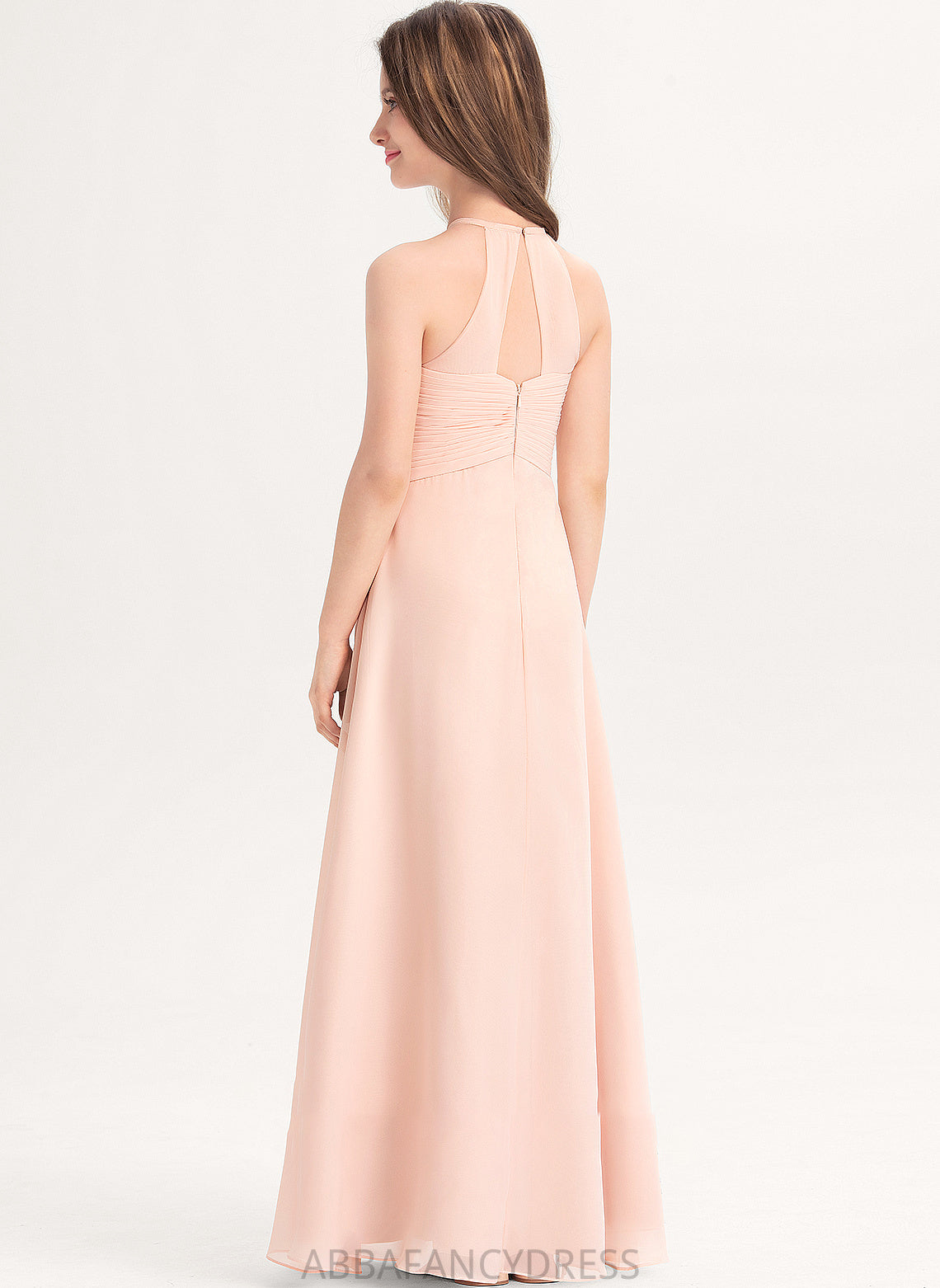 Scoop Floor-Length Neck Chiffon With Isabell A-Line Ruffle Junior Bridesmaid Dresses