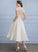 Dress With Satin A-Line Wedding Dresses Wedding V-neck Laylah Tea-Length Pockets Ruffle