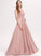 A-Line Floor-Length Ruffle Prom Dresses With Penelope V-neck Chiffon