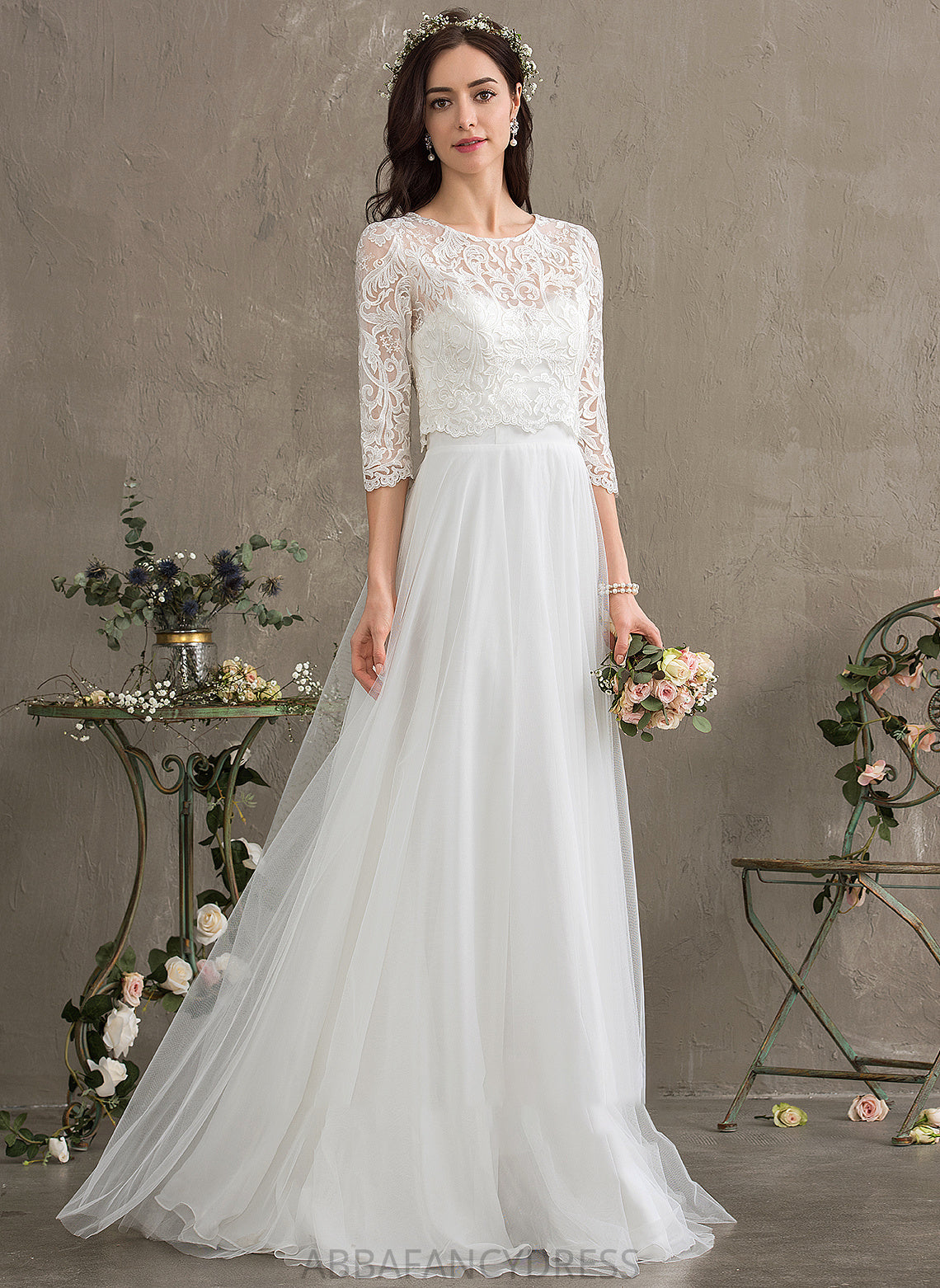 Wedding Floor-Length Tulle Dress A-Line Kirsten Wedding Dresses Sweetheart
