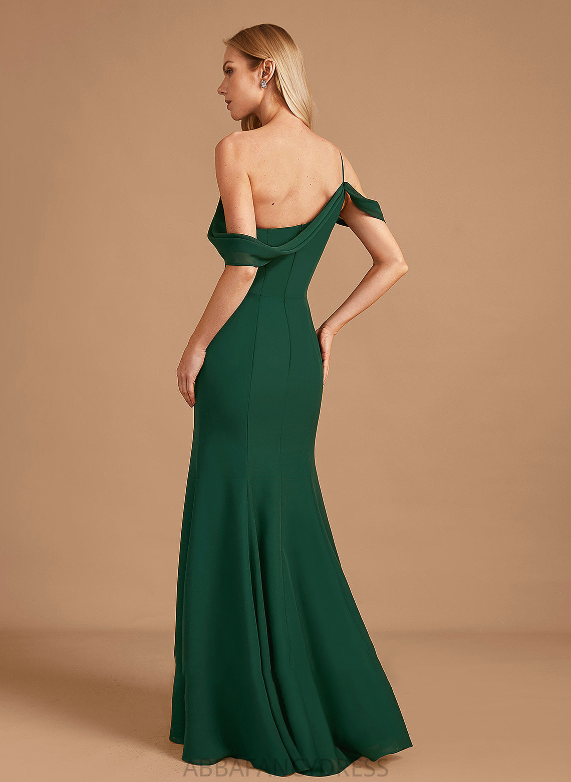 Neckline Fabric SplitFront One-Shoulder Silhouette Embellishment Trumpet/Mermaid Floor-Length Length Cynthia Sleeveless Natural Waist