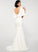 Trumpet/Mermaid V-neck Wedding Dresses Dress With Arielle Beading Train Crepe Wedding Sweep Stretch