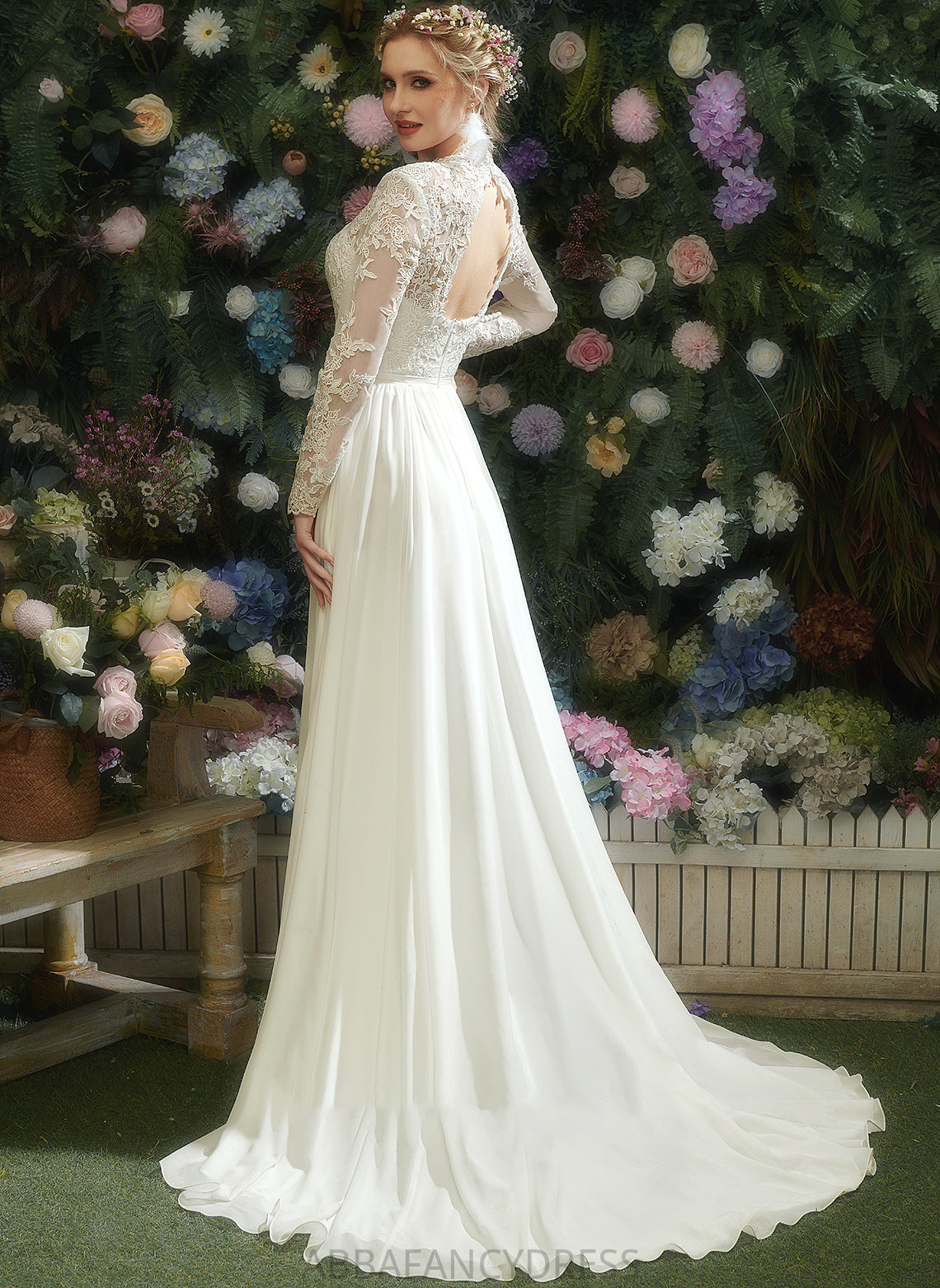 Floor-Length A-Line Wedding Dress Lace V-neck With Wedding Dresses Kaliyah