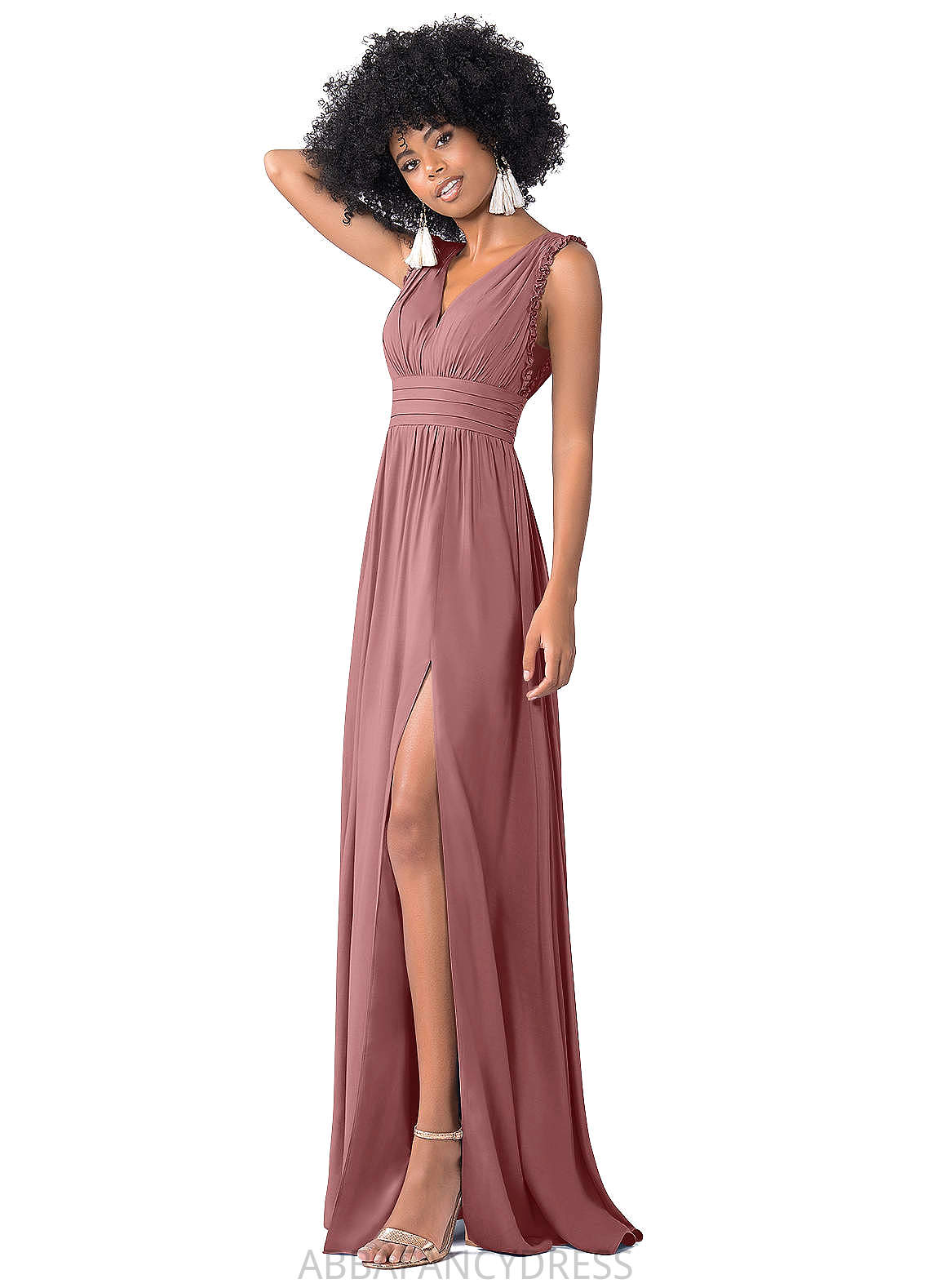 Rayna Sleeveless V-Neck A-Line/Princess Natural Waist Floor Length Bridesmaid Dresses