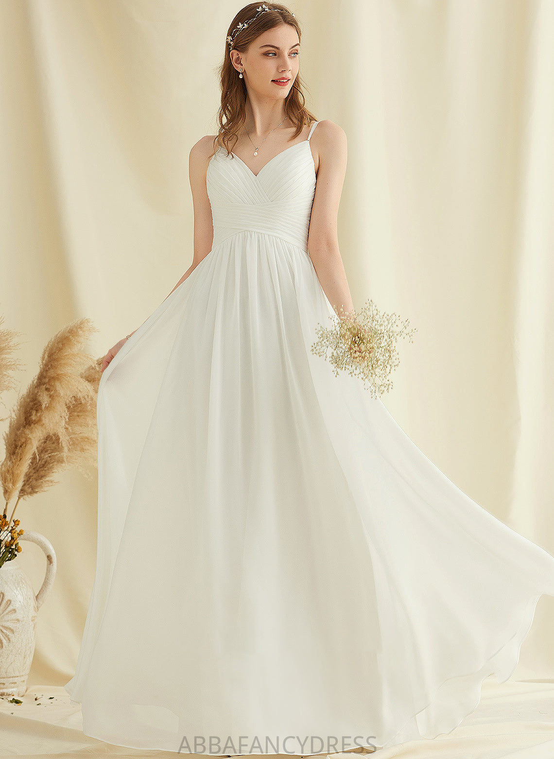 Dress V-neck Kelly Floor-Length Wedding Wedding Dresses Lace Chiffon With A-Line