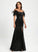 Sequins Sheath/Column With Floor-Length Denise Prom Dresses Neck Sequined Feather Scoop
