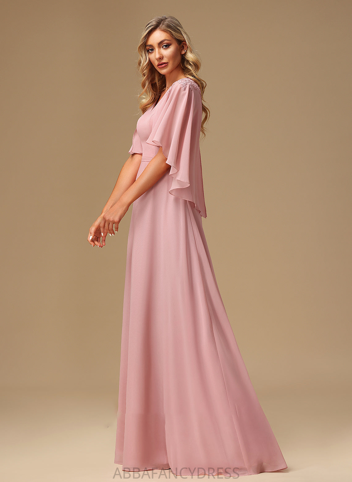 V-neck Lace Length Silhouette Floor-Length Neckline Fabric Embellishment A-Line Eliana V-Neck A-Line/Princess