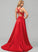 Giselle Prom Dresses Satin Ball-Gown/Princess Front Train Split V-neck Sweep With