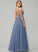V-neck Ayanna Prom Dresses Tulle With Ball-Gown/Princess Floor-Length Lace