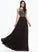 Neck Sequins Beading A-Line Prom Dresses Floor-Length Chiffon With Scoop Mikayla