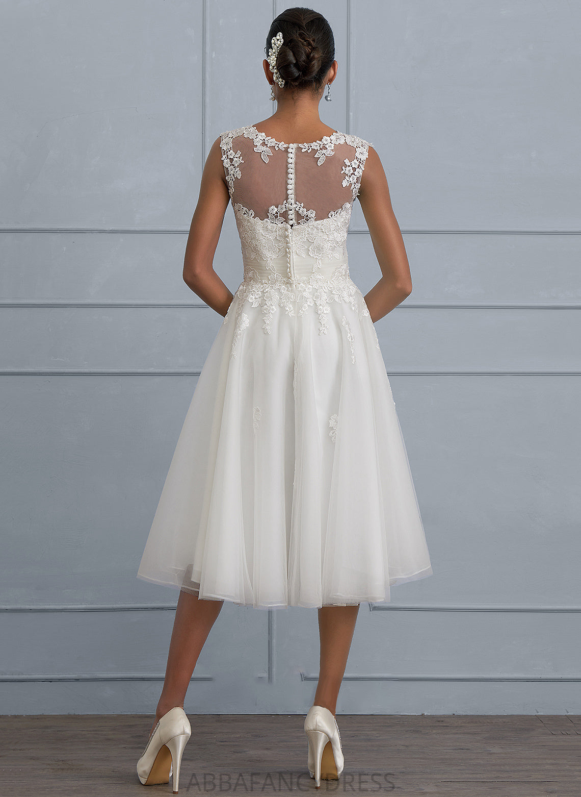 Wedding Molly Wedding Dresses Tulle A-Line Asymmetrical Ruffle Illusion With Dress
