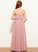 Neckline Cascading Chiffon Square Ruffles A-Line Setlla Floor-Length With Junior Bridesmaid Dresses