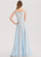 Off-the-Shoulder Sequins Prom Dresses A-Line Chiffon With Beading Floor-Length Laila