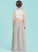 Junior Bridesmaid Dresses Neck Scoop A-Line Floor-Length Chiffon Amber