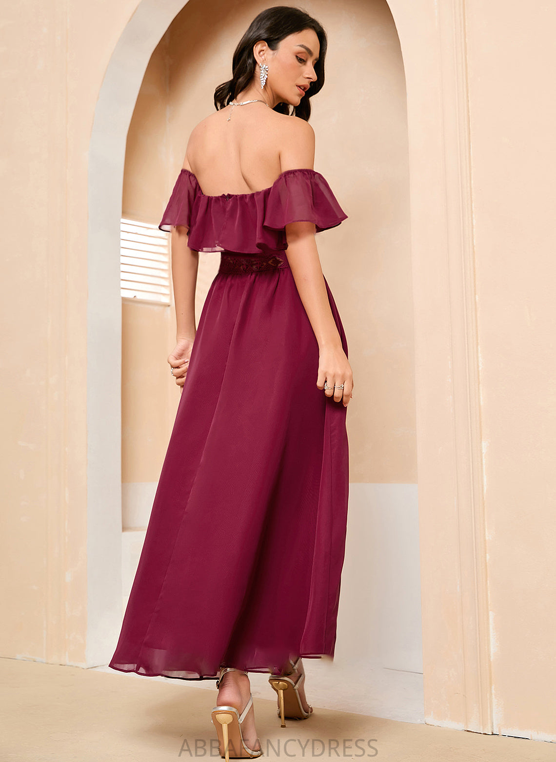 Prom Dresses With Ankle-Length Off-the-Shoulder A-Line Front Carla Split
