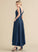 Pockets Ball-Gown/Princess Satin Asymmetrical Adrianna V-neck With Prom Dresses