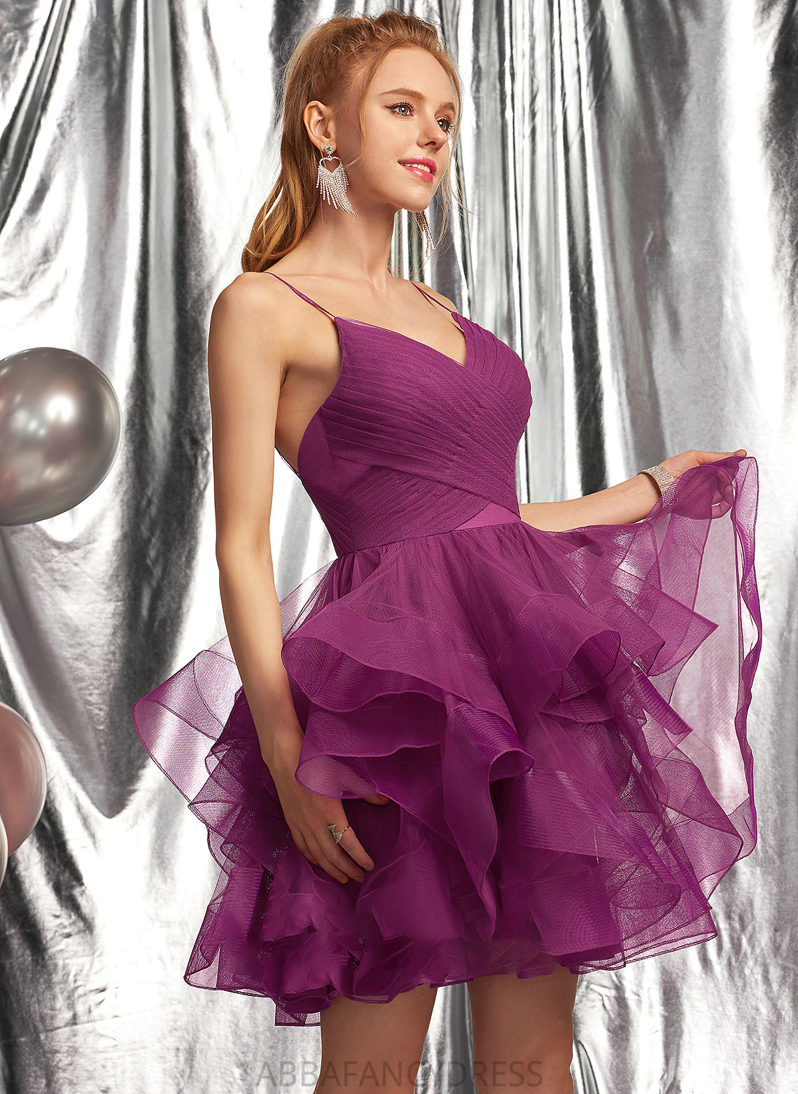 Tulle Short/Mini V-neck Prom Dresses Alexa Ball-Gown/Princess