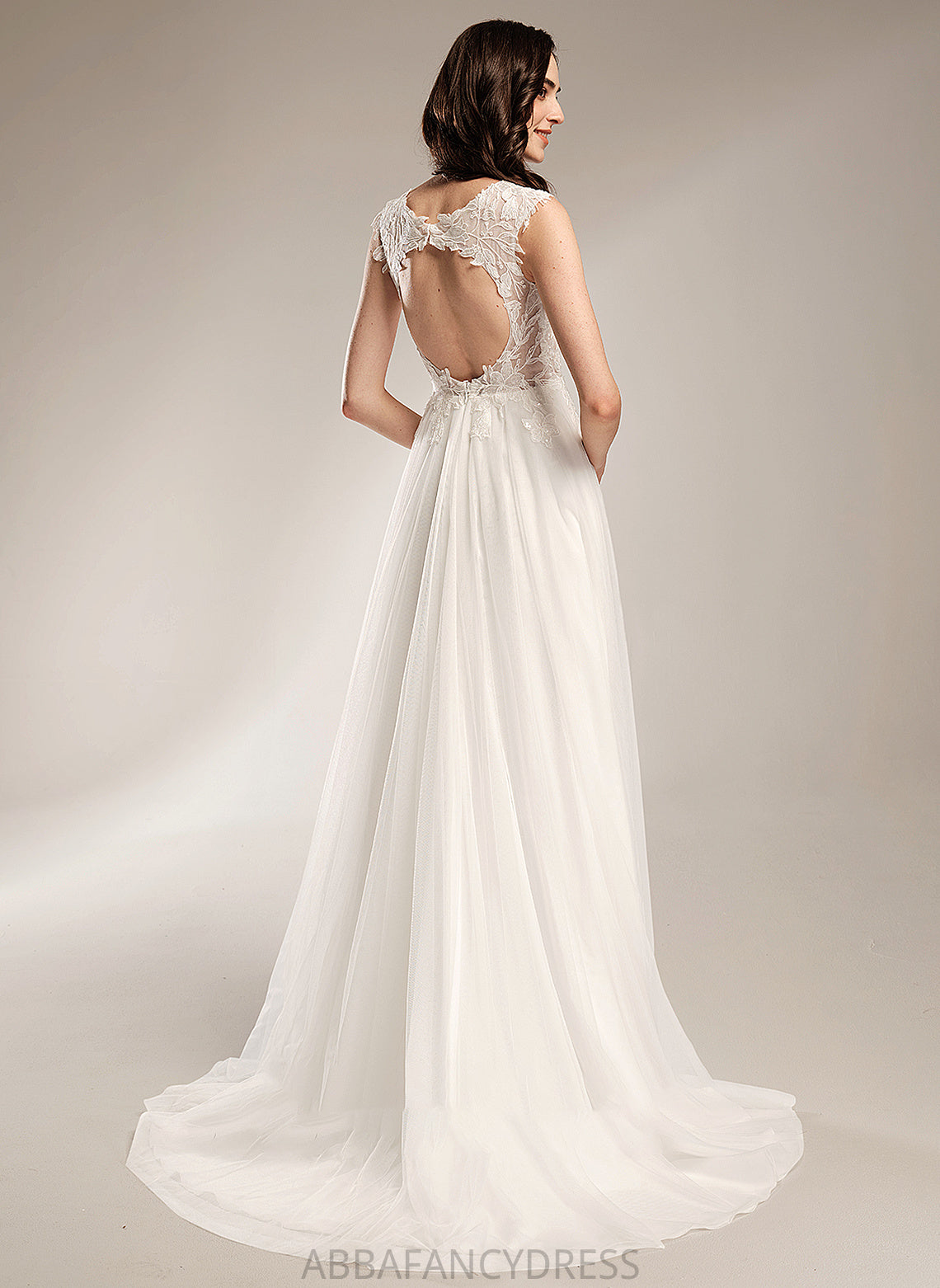 V-neck With Court Dress Train Wedding Dresses Wedding Sequins A-Line Mckinley
