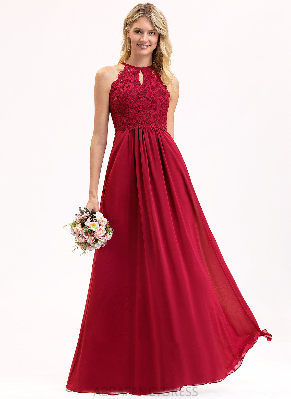 Silhouette Floor-Length Straps Fabric Lace Length A-Line Neckline ScoopNeck Brynlee Sleeveless Spaghetti Staps