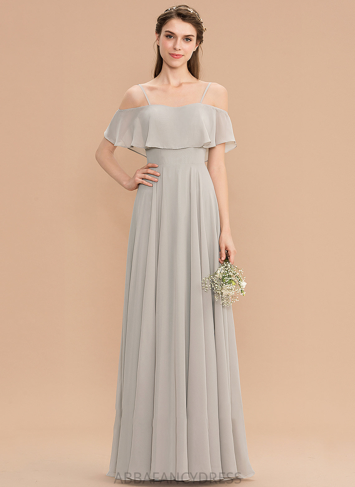 Length Silhouette Fabric Off-the-Shoulder Neckline A-Line Floor-Length Straps Izabelle A-Line/Princess Empire Waist Sleeveless