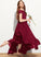 Junior Bridesmaid Dresses Bow(s) Ruffles Floor-Length Aylin A-Line Scoop With Cascading Chiffon Appliques Lace Neck