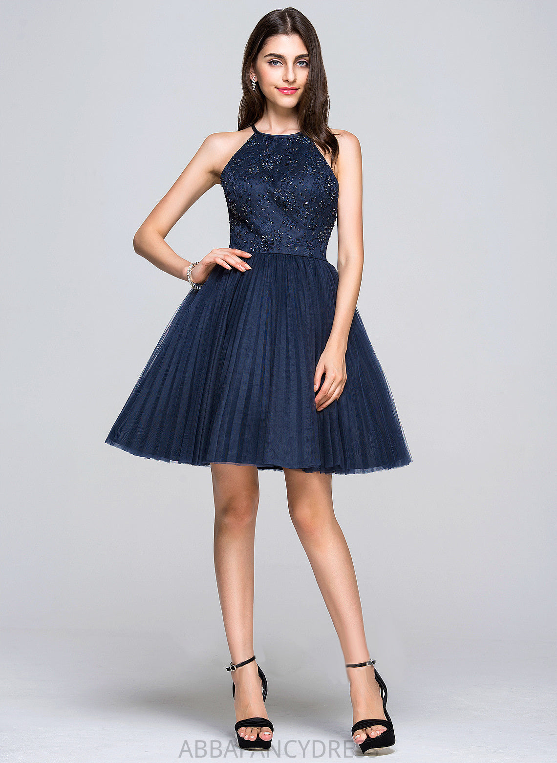 Short/Mini Sequins Bow(s) Neck Beading Pleated With Prom Dresses Caylee A-Line/Princess Scoop