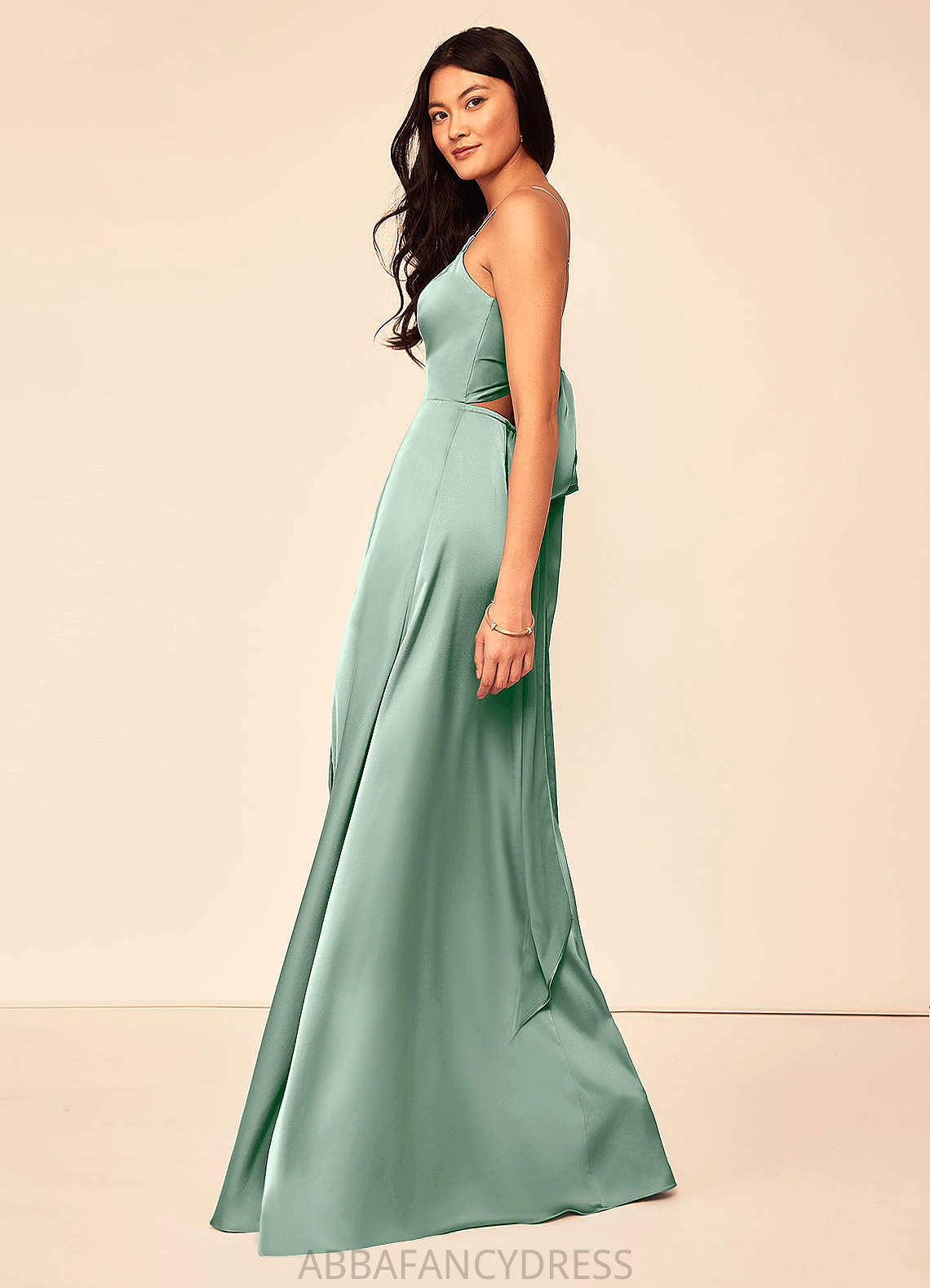 Lina Sleeveless Empire Waist A-Line/Princess Floor Length Spaghetti Staps Bridesmaid Dresses
