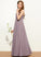 Lace A-Line Elva Floor-Length V-neck Chiffon Junior Bridesmaid Dresses