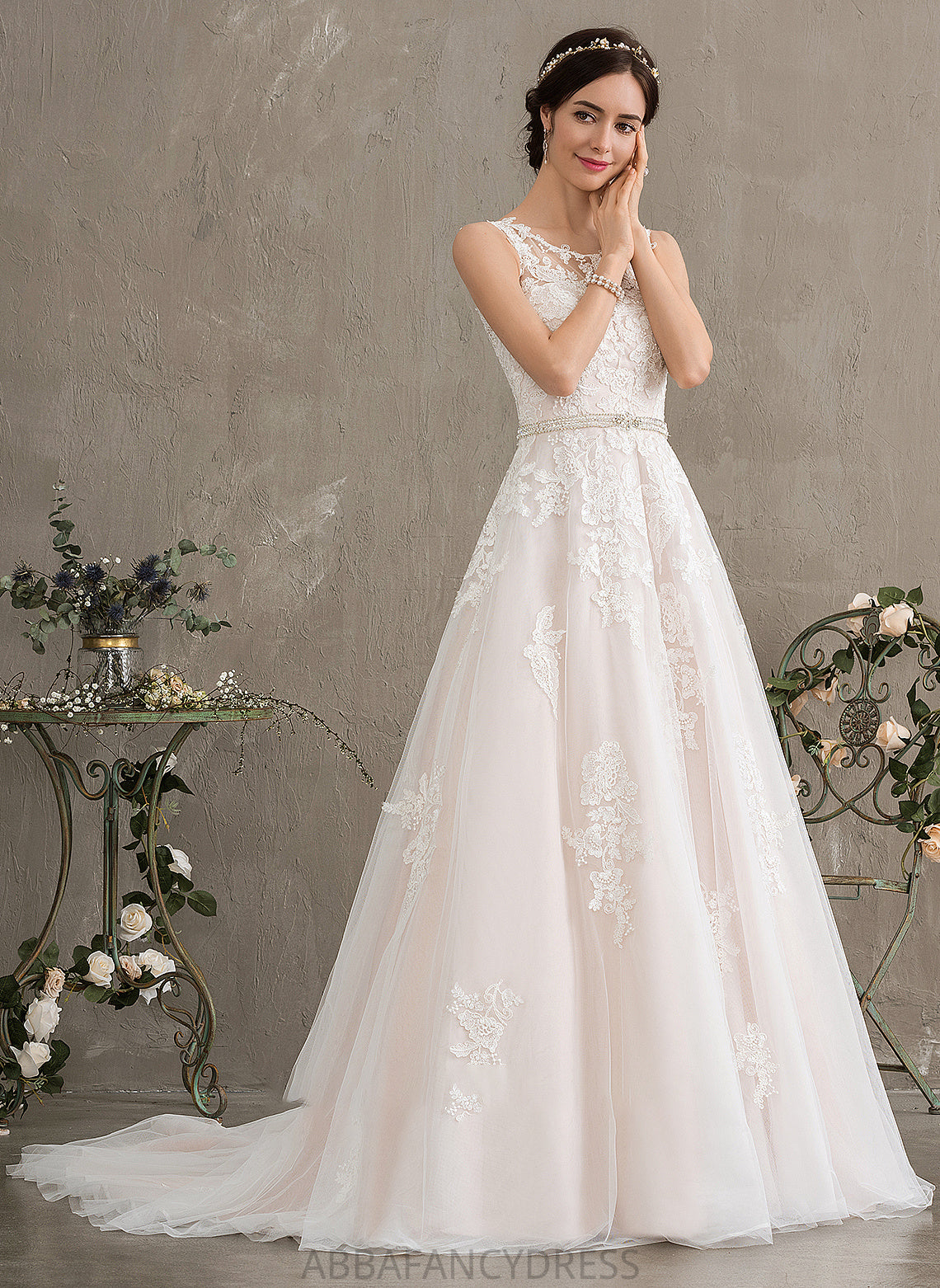 Dress Tulle Kassidy Scoop Sequins Wedding Beading Wedding Dresses Neck With Court Ball-Gown/Princess Train