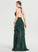 Cascading Ruffles Chiffon With Split Prom Dresses V-neck Halter Ball-Gown/Princess Floor-Length Aiyana Front