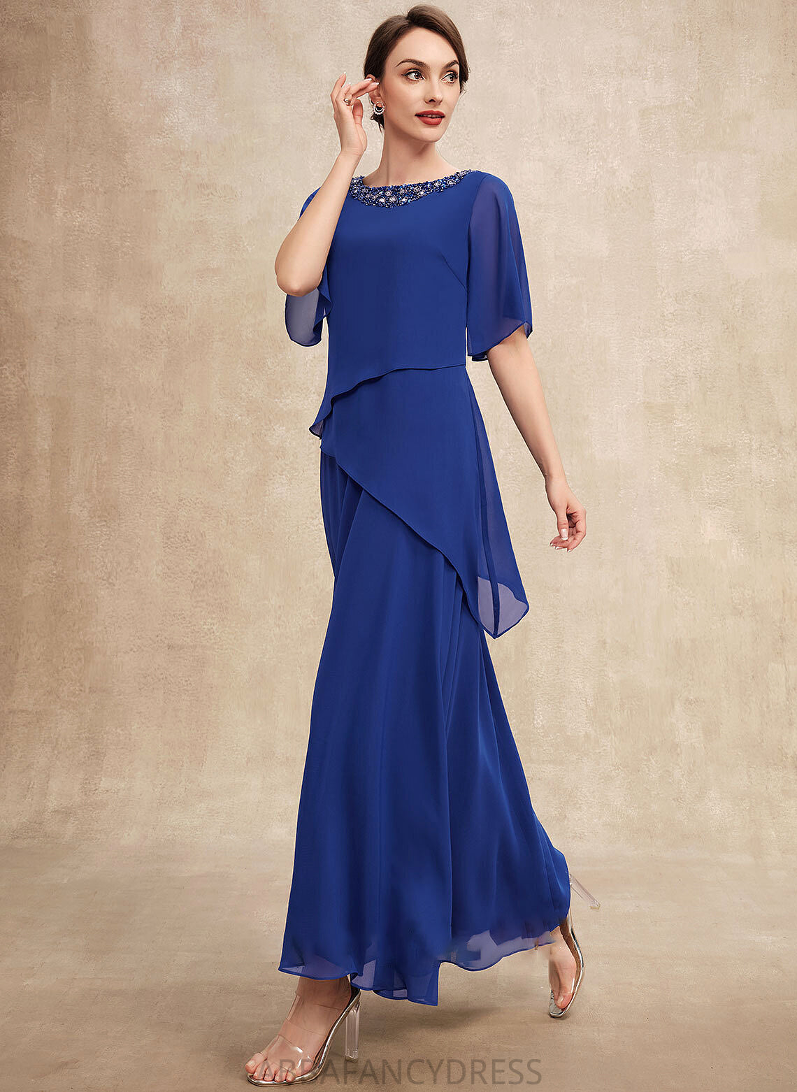 Neck Scoop With of A-Line Bride Chiffon the Dress Ankle-Length Mother of the Bride Dresses Ayla Mother Beading