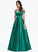 Sequins Prom Dresses Ball-Gown/Princess With Satin Floor-Length Clare Beading V-neck