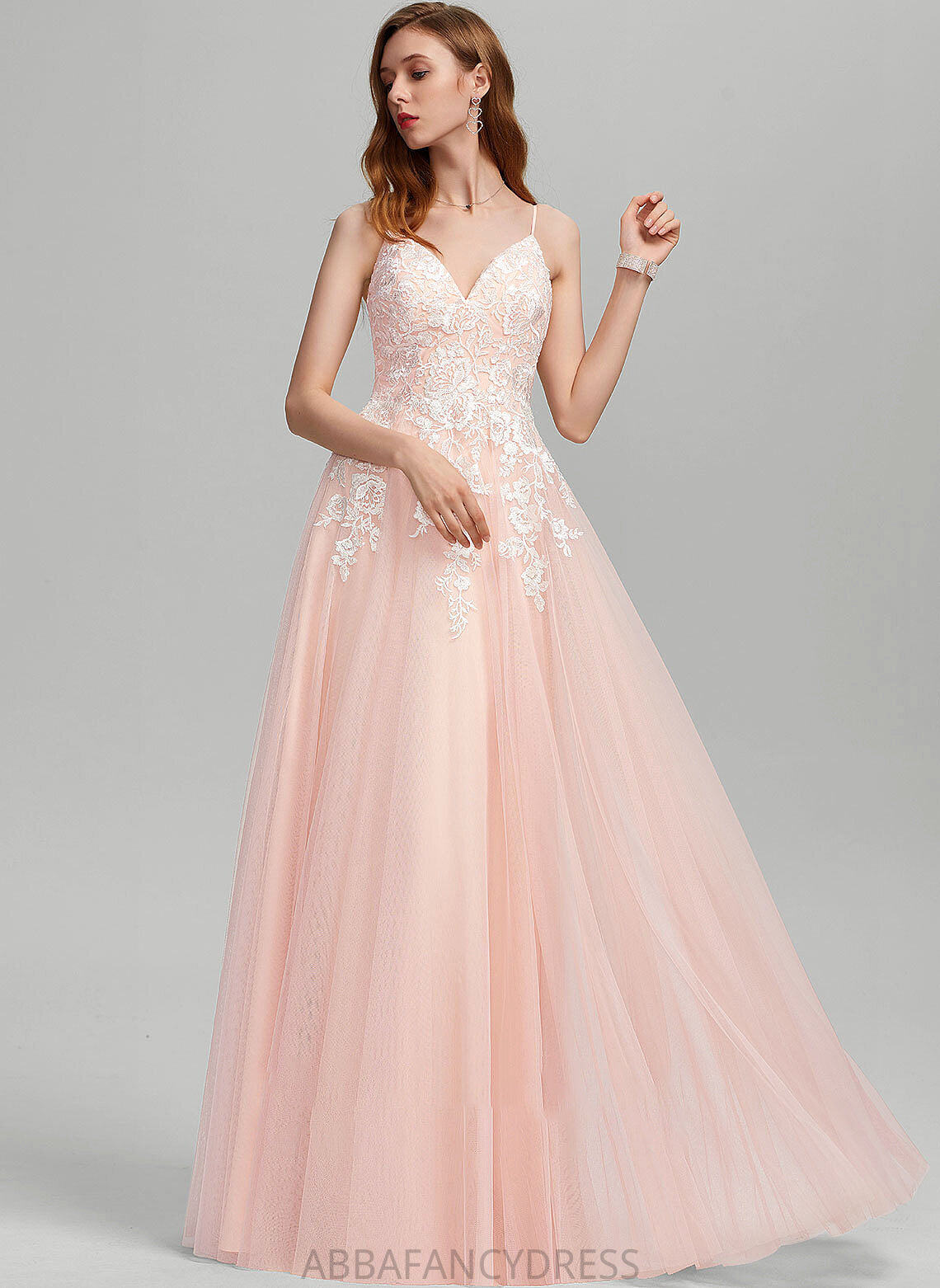 Ball-Gown/Princess Sequins Floor-Length Ana Sweetheart Tulle Prom Dresses With