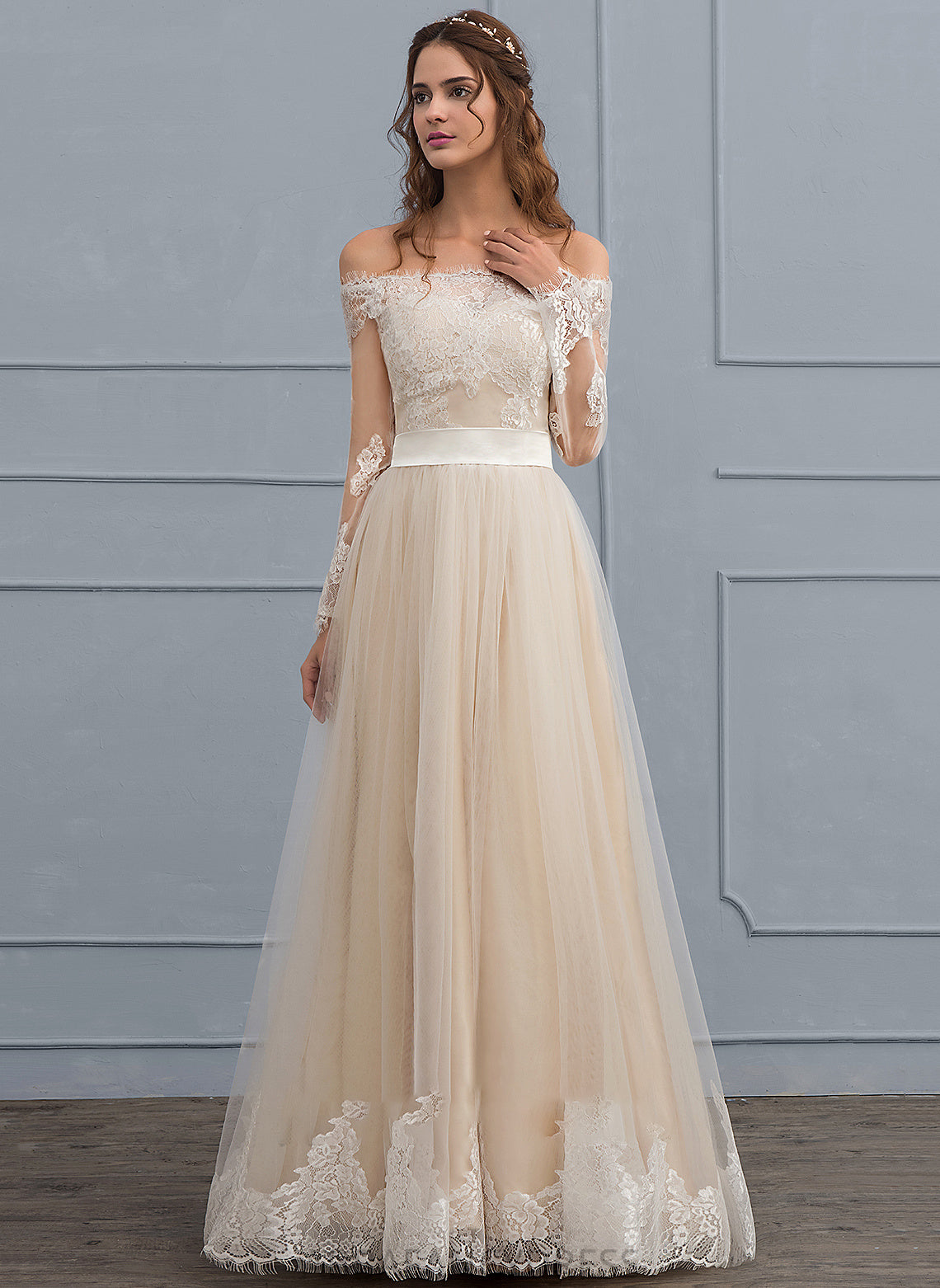 Tulle Lace Wedding Dresses A-Line Moriah Floor-Length Dress Wedding