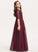Lace Neck Chiffon Scoop Floor-Length Gia A-Line Junior Bridesmaid Dresses