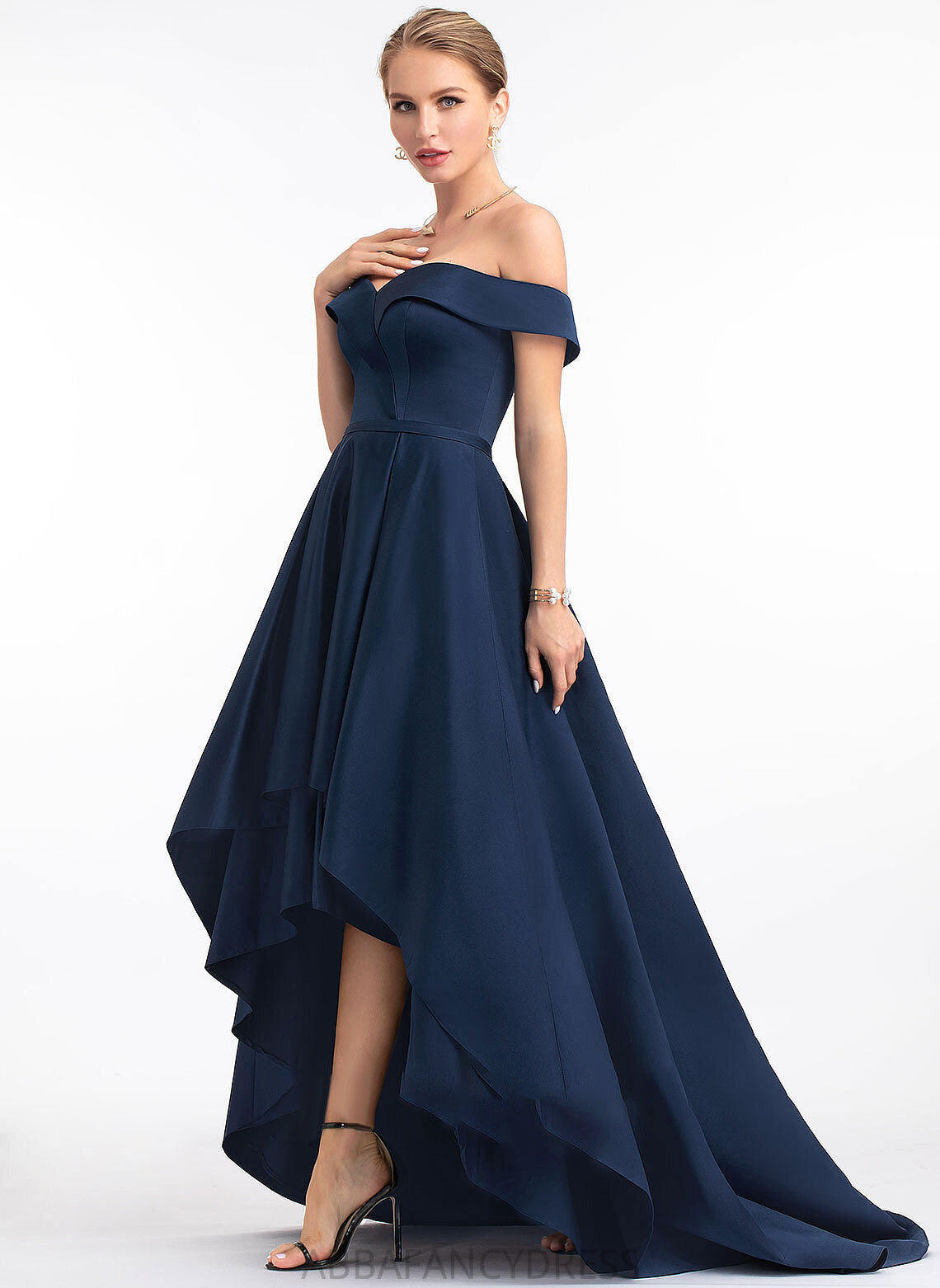Off-the-Shoulder Ball-Gown/Princess Prom Dresses Satin Asymmetrical Aiyana