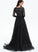 Ball-Gown/Princess Lace Prom Dresses Sequins Tulle Jaylyn Train With Sweep V-neck